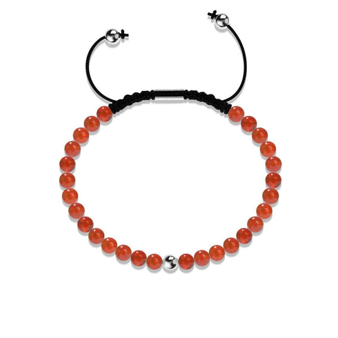 Koralle | 925 Sterling Silber | Fokus Edelstein Makramee Armband